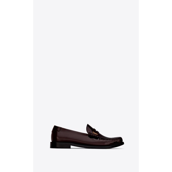 YSL Le Loafer letter logo smooth leather penny loafers