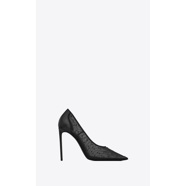 YSL ANJA imitation crystal mesh high heels